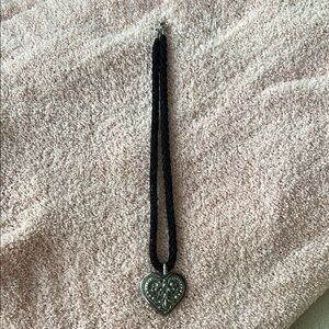Vintage-Inspired Silver and Black Heart Necklace